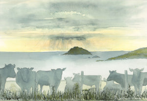 Cows at Sunset Original
